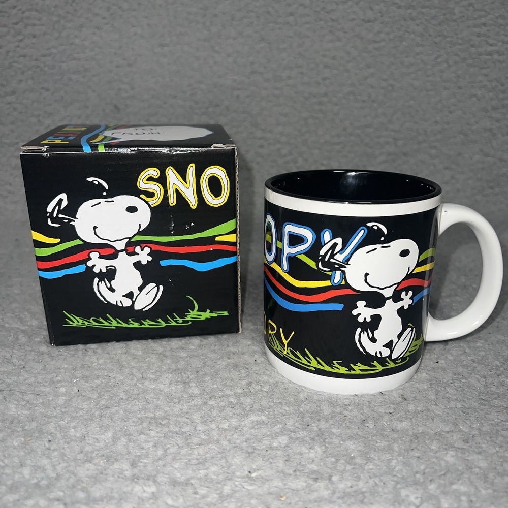 NIB (2) 1994 Peanuts Snoopy & Woodstock Ceramic Mug Made in Korea M0033 VTG 90s